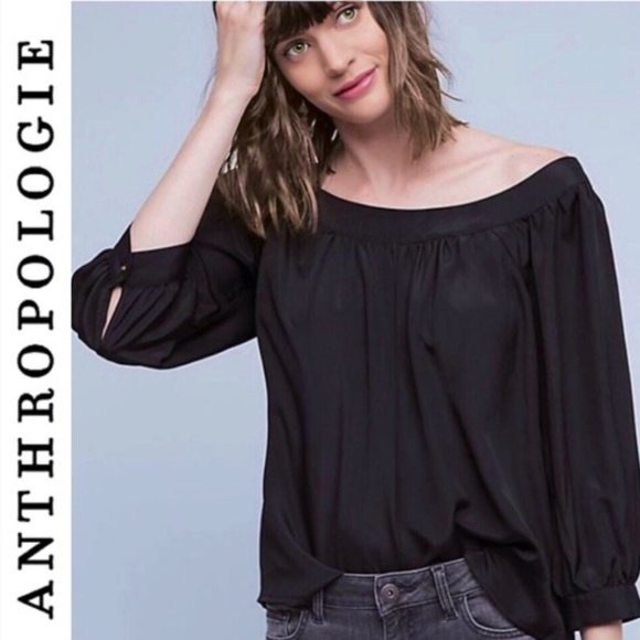 Anthropologie Maeve Black Off The Shoulder Top - Picture 2 of 10
